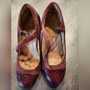 Clarks red woman high heels size 6